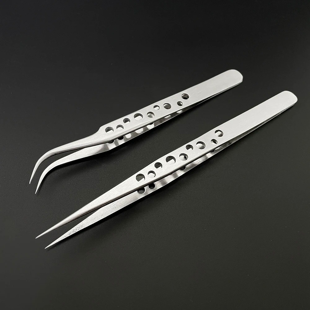 Diy Kit Elektronik - Industrial Tweezers Electronics Anti-static Curved Straight